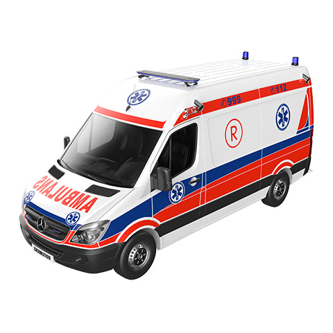 TA82 series LED beacon mounted on ambulance